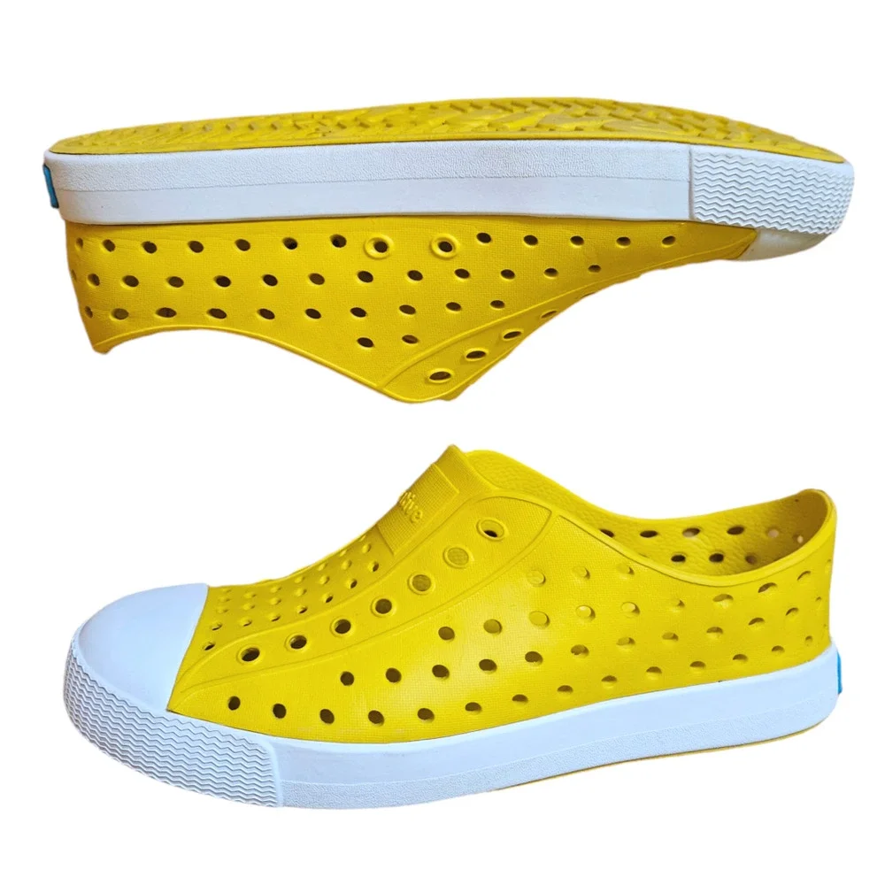 Native Jefferson Perforated Slip-On Sneakers Yellow Junior's Shoes Size 2